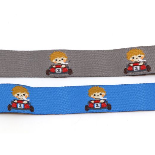 Webband Kleine Rennfahrer- 15mm - Meterware Webband Kleine Rennfahrer- 15mm - Meterware
