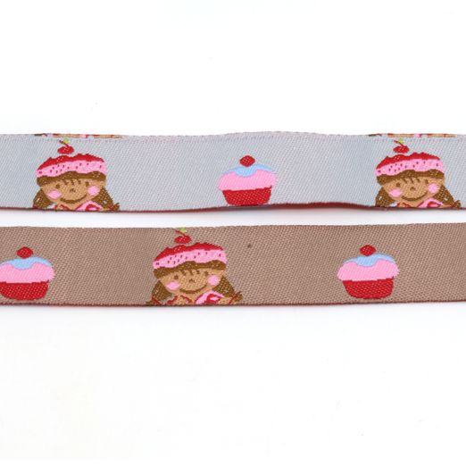 Ruban tissé Tartes - 15mm - Au mètre