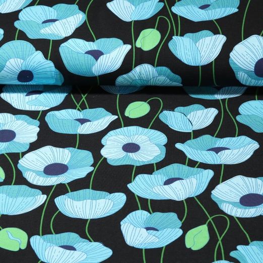 Jersey - Hamburger Liebe Wonderland Poppies Noir