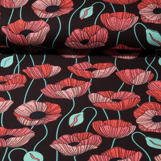 Jersey - Hamburger Liebe Wonderland Poppies Brun chocolat