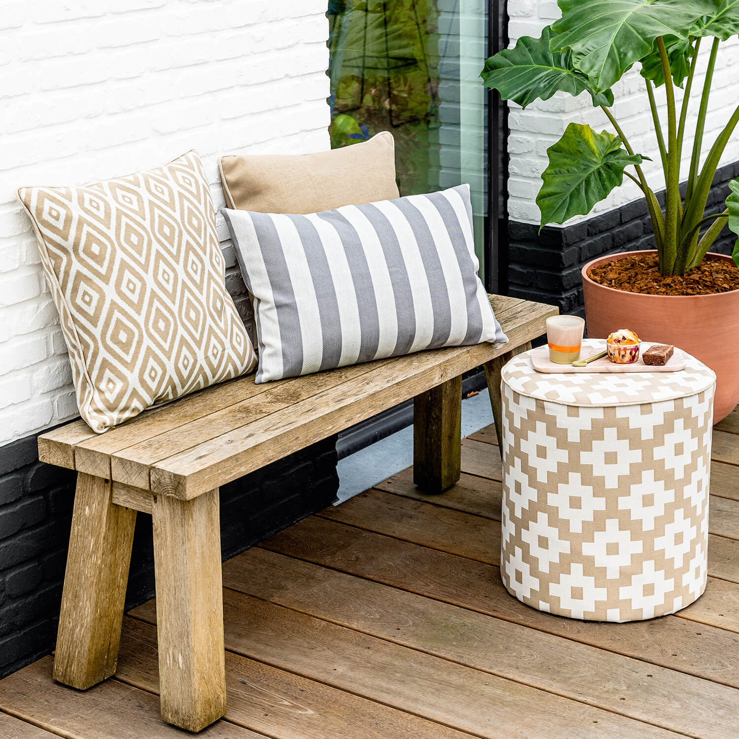 Outdoorstoff - Ikat Jacquard Doubleface Beige-1 Outdoorstoff - Ikat Jacquard Doubleface Beige-1