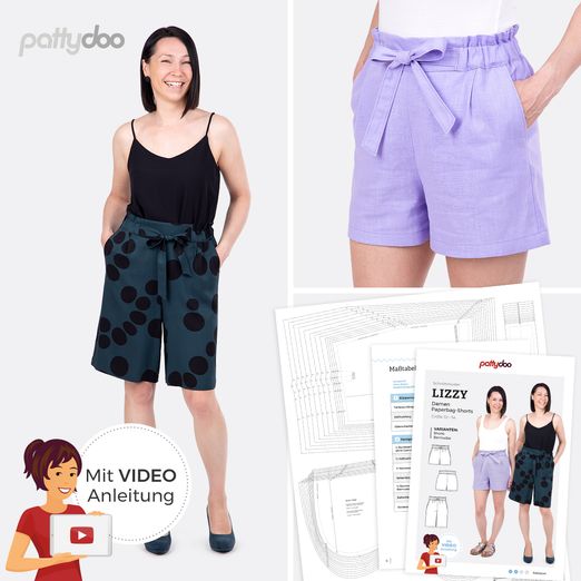 Paperbag Shorts - Lizzy - Papier-Schnittmuster