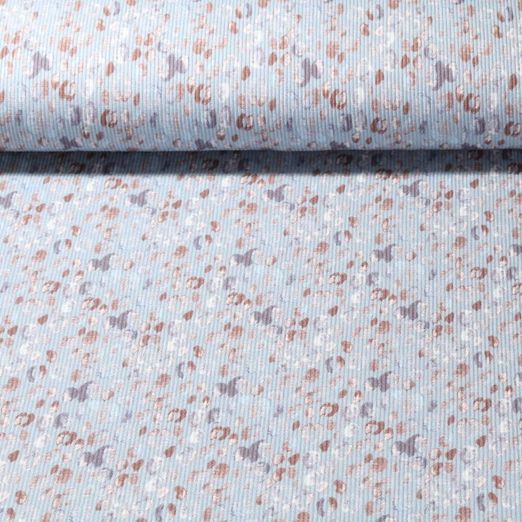 Jersey côtelé - Impression numérique Motif léopard Bleu jeans