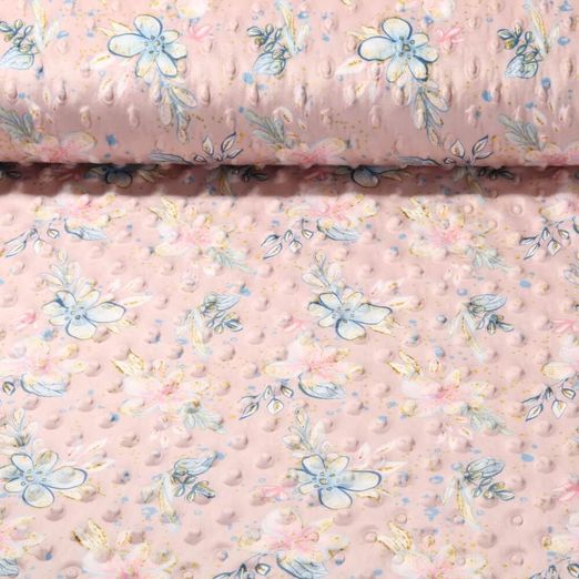 Polaire Minky - Impression numérique Fleurs Rose