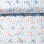 Fleece Minky - Digitaldruck Blumen Hellblau