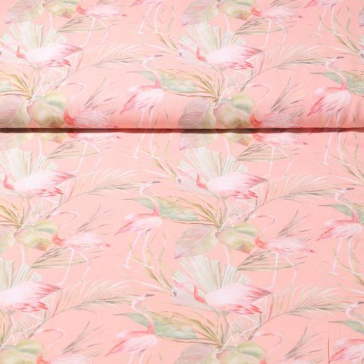 Viscose - Impression numérique Flamants roses Rose