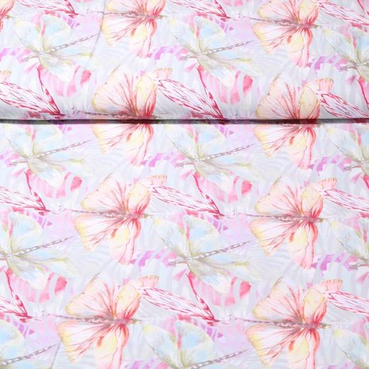 Viscose - Impression numérique Libellules Gris clair