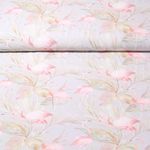 Viscose - Impression numérique Flamants roses Gris clair