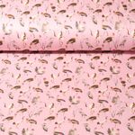 Coton - Satin Oiseaux d'eau Rose