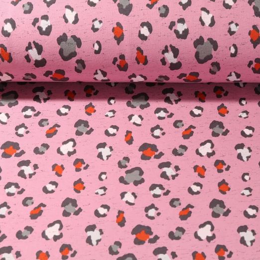 Jersey - Motif léopard Vieux rose