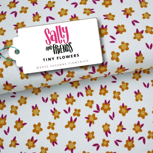 Jersey Feinripp - Hamburger Liebe Kids Kollektion Sally And Friends Tiny Flowers Vanille
