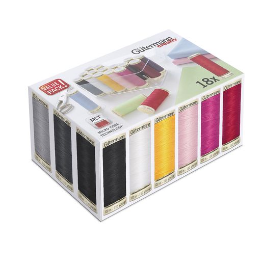 Set de fils à coudre Gütermann dans une boîte transparente