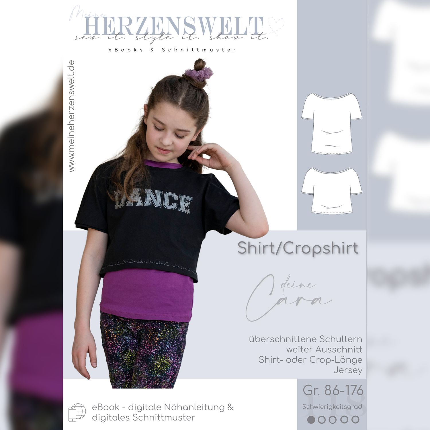 Cropshirt - Cara Kinder - Schnittmuster eBook-1 Cropshirt - Cara Kinder - Schnittmuster eBook-1