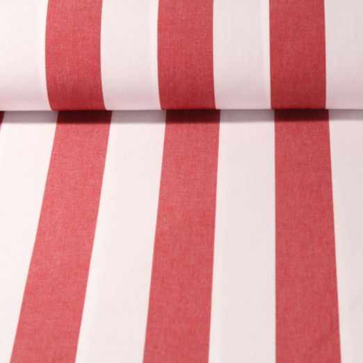 Tissu d´extérieur - Grosses rayures - Revêtement téflon Blanc rouge