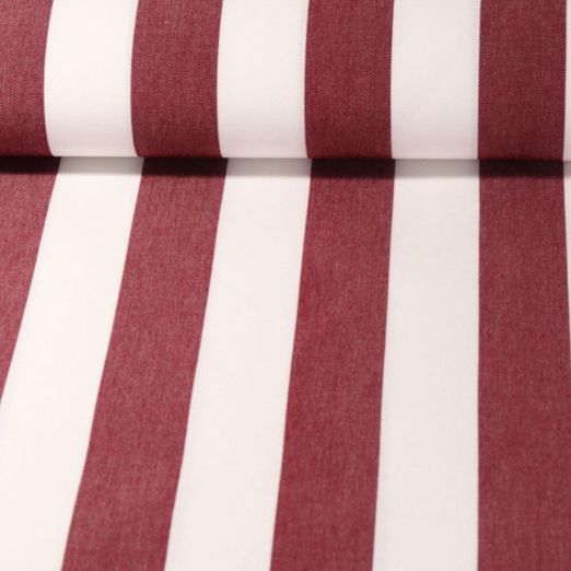 Tissu d´extérieur - Grosses rayures - Revêtement téflon Blanc bordeaux