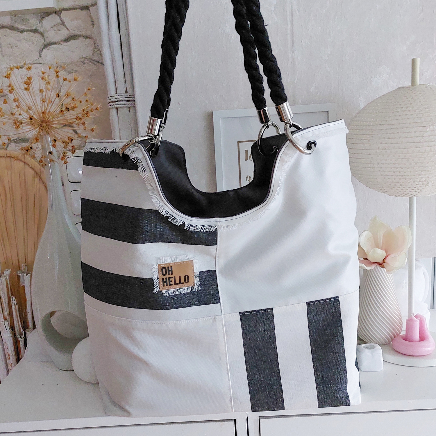 Outdoorstoff Blockstreifen - Teflonbeschichtet Weiß Schwarz-1 Outdoorstoff Blockstreifen - Teflonbeschichtet Weiß Schwarz-1