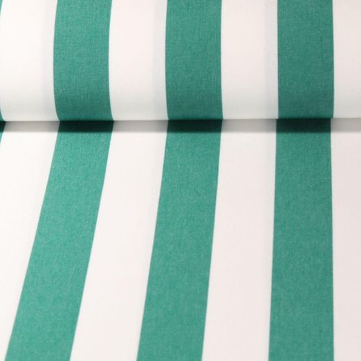 Tissu d'extérieur - Grosses rayures - Revêtement téflon Blanc vert
