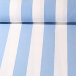 Tissu d´extérieur - Grosses rayures Revêtement téflon Blanc bleu clair