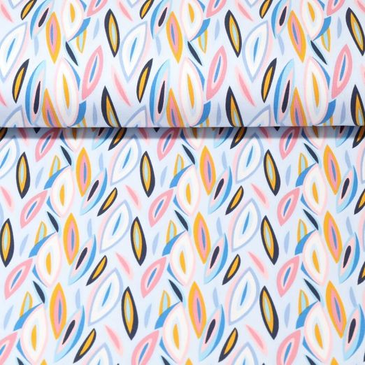 Jersey - Feuilles multicolores Bleu clair