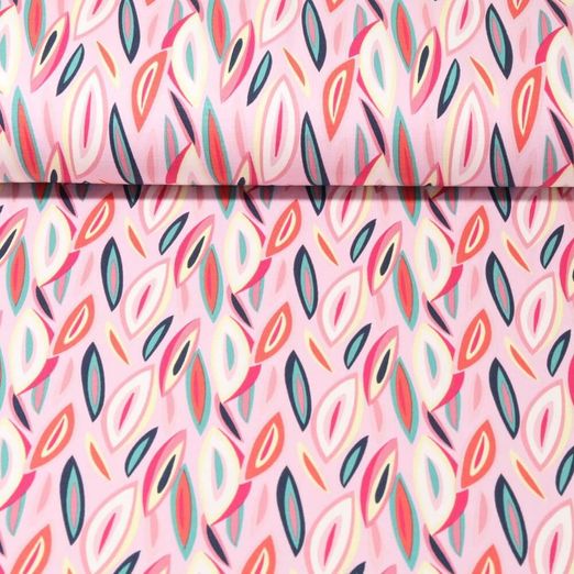 Jersey - Feuilles multicolores Rose