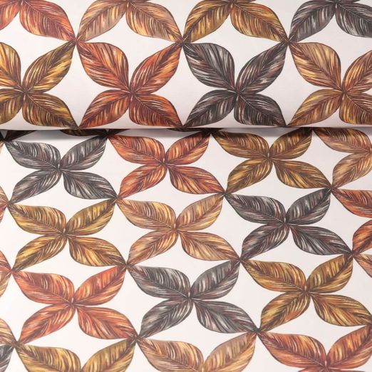 Tissu extérieur - Feuilles Ecru Téflon enduit