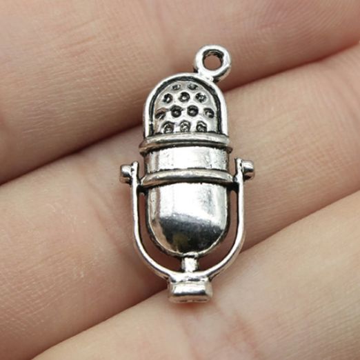 Charm - pendentif - microphone - argenté - 1 pièce Charm - pendentif - microphone - argenté - 1 pièce