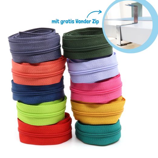10er Set Endlos Reißververschlüsse 4mm - 1m Länge - RAINBOW 10er Set Endlos Reißververschlüsse 4mm - 1m Länge - RAINBOW