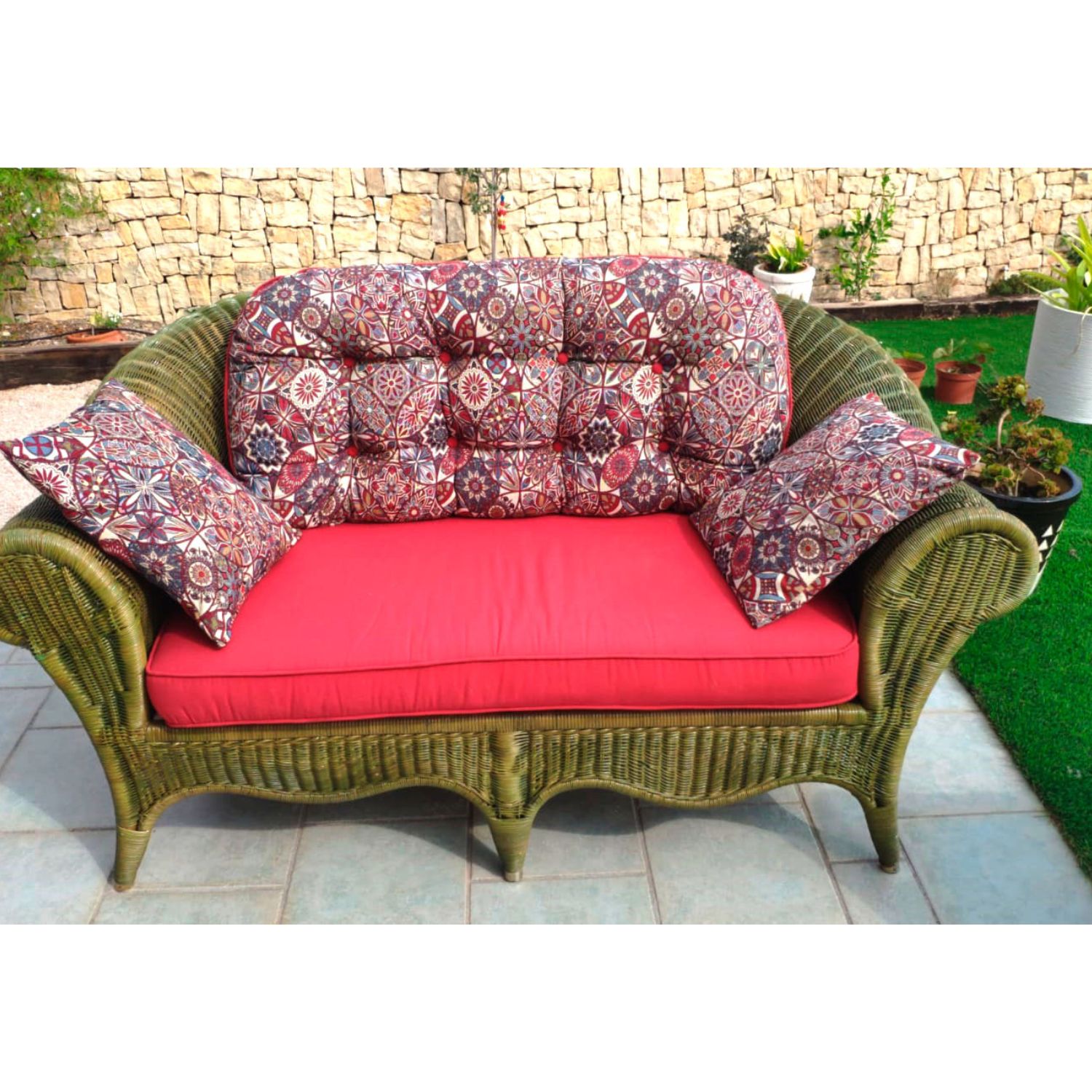 Gobelin - Mandala de fleurs - Beige Rouge-1 Gobelin - Mandala de fleurs - Beige Rouge-1