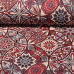 Gobelin - Blumenmandala Beige Rot