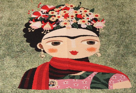 Gobelin Panel - Blumenmädchen Grün Melange