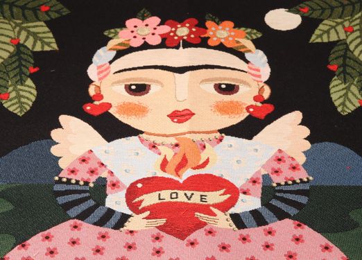 Gobelin Panel - Blumenmädchen Schwarz 