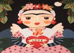 Gobelin Panel - Blumenmädchen Schwarz 