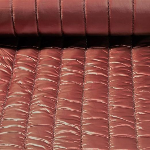 Tissu matelassé pour veste Brillant Rayures 50mm Double face Vieux rose Ouaté