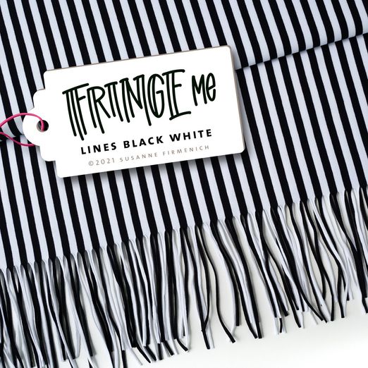 Albstoffe - Hamburger Liebe Fringe Me Cotton Lines Blanc Noir
