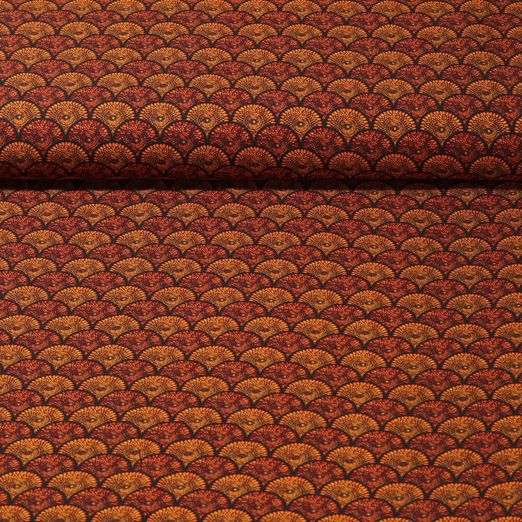 Viscose - Twill Ornements en éventail Brun