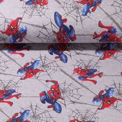 Sweat - French Terry Spider-Man Grau Melange Schlingenstruktur
