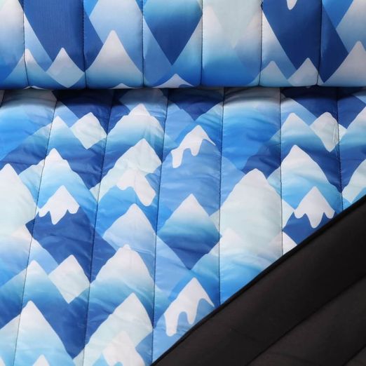 Tissu matelassé pour veste - Montagnes 50mm Bleu Ouaté