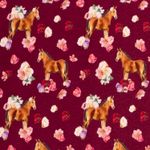 Joggingstof - Digitale print Paarden Rood Joggingstof - Digitale print Paarden Rood