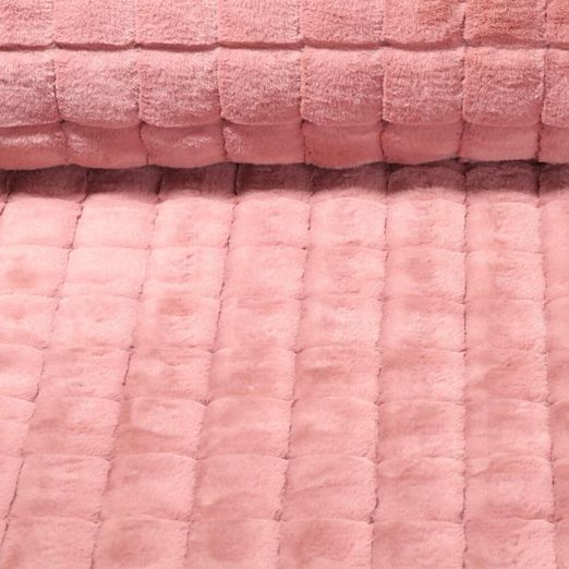 Fausse fourrure - Carreaux Rose