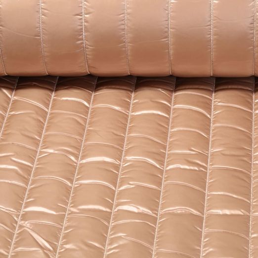 Tissu matelassé pour veste Brillant Rayures 50mm Double face Beige Ouaté