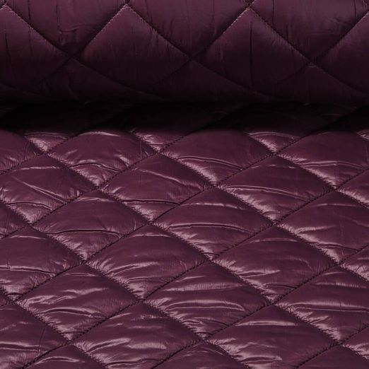 Gesteppter Jackenstoff - Rauten Aubergine 65mm Wattiert