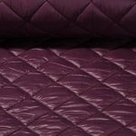 Tissu matelassé pour veste - Losanges Aubergine 65mm Ouaté