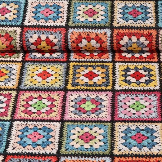 Tapisserie - Couverture au crochet de grand-mere Noir Multicolore