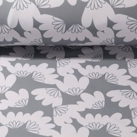 Softshell - Digitaldruck Blüten Grau