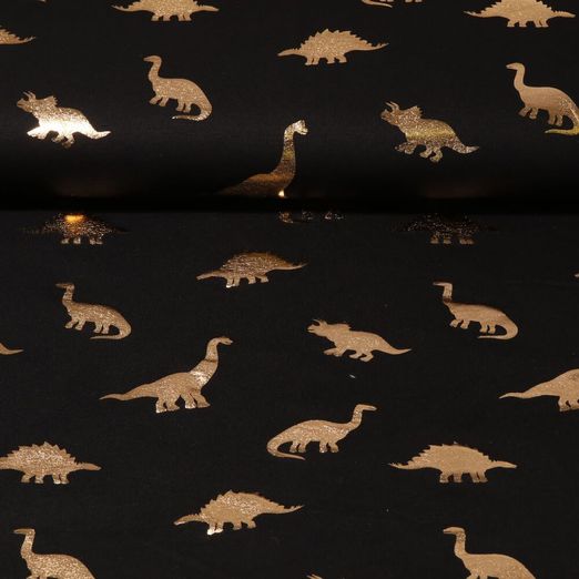 Jersey - Impression sur film Dinosaures Noir Or Teinté dans la masse
