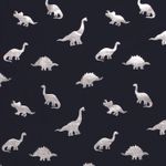 Jersey - Dinosauriërs folieprint navy zilver garengeverfd Jersey - Dinosauriërs folieprint navy zilver garengeverfd
