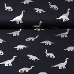 Jersey - Dinosaures Impression sur film Bleu marine Argent Teinté dans la masse