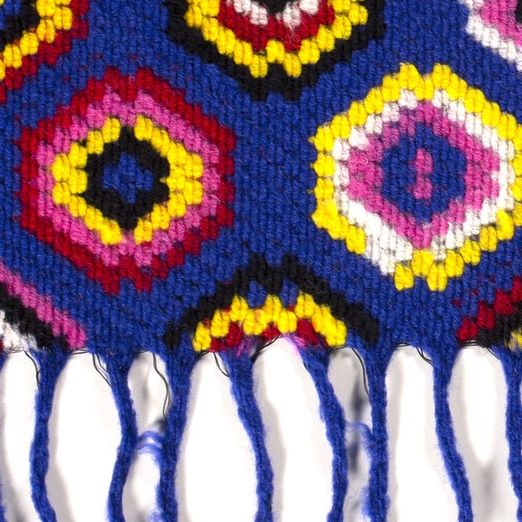 Tissu pour manteau - Laine Motif abstrait Tricot à franges Bleu cobalt