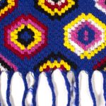 Mantelstof – Wol Abstract Franjestrick Kobaltblauw Eenzijdige Fransrand