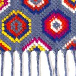 Tissu pour manteau - Laine Motif abstrait Tricot à franges Aqua